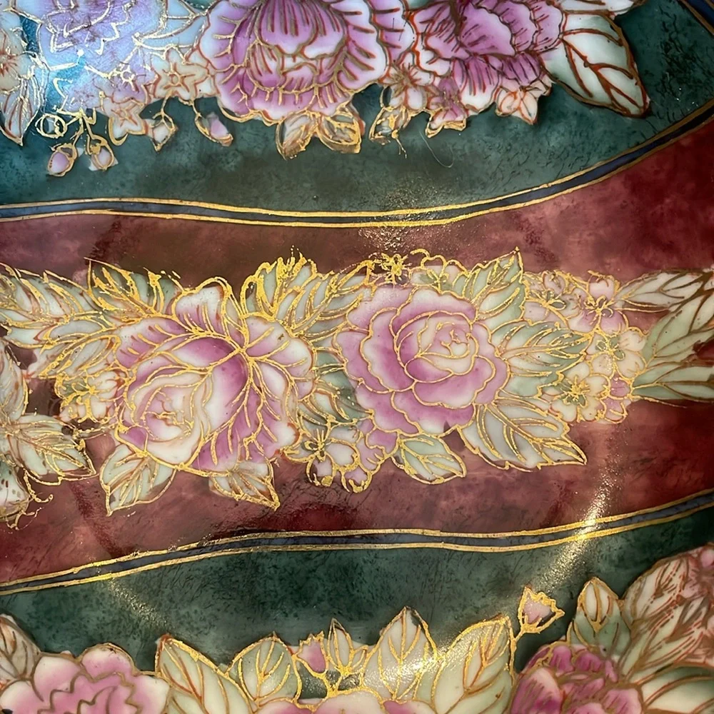 Vintage Floral Decorative Bowl with Gold Accents Andrea by Sadek / Like New